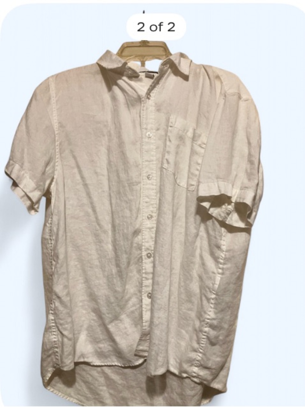 meraki White Short-Sleeve Linen Button-Down Shirt XL